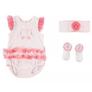 NWT Kyle & Deena Girls Easter 3 Piece Set Bodysuit Headband Socks 6-9 Months